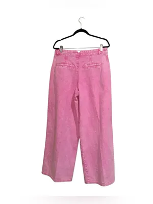 NWT AVEC LES FILLES High Waist Wide Leg Jeans Bubble Gum Pink pleated SZ-31 thumbnail 4