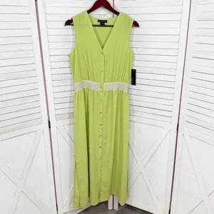 Stella & Julie Button Front Sleeveless Maxi Dress Lime Green Large‎ thumbnail 7