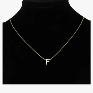 Boutique NEW Women's Letter F Dainty 14k Gold‎ Filled Block Necklace, 16-18” thumbnail 14