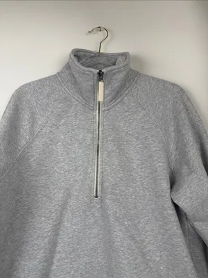 Vuori Restore Half Zip Fleece Pullover Long Sleeve Light Heather Gray Top Medium thumbnail 4