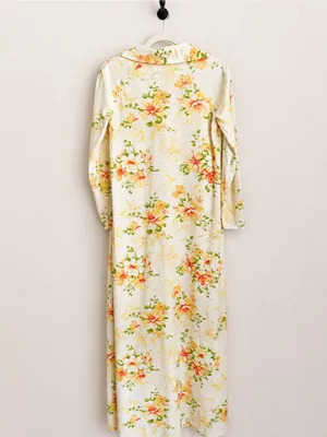 Vintage 70s JCPenney Yellow Floral Maxi Robe Housecoat Small thumbnail 2