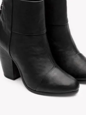 rag & bone Newbury Women’s Black Leather Ankle Boots with Block Heel thumbnail 6