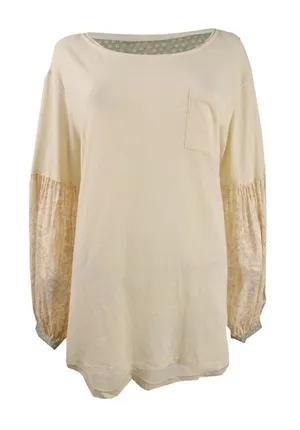 Free People Cream Paisley Oversized Top Long Sleeve We The Free thumbnail 1
