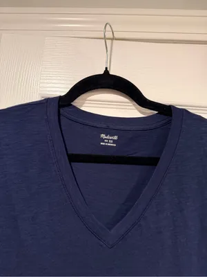 NWOT Madewell Size XS Navy Blue V Neck Short Sleeve Slub Cotton Tee Shirt thumbnail 4
