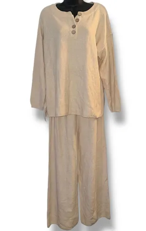 Caracililia two piece waffle knit lounge set thumbnail 2