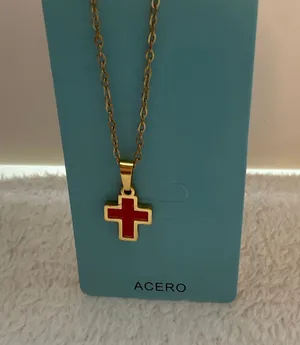 Gold tone Mint Red enamel cross thumbnail 1