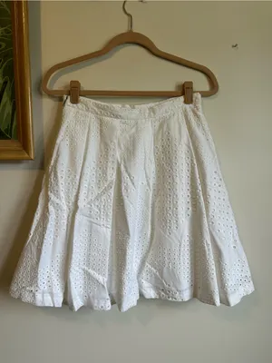 Trina Turk Cotton Eyelet Pleated Skirt Womens 4 White thumbnail 7
