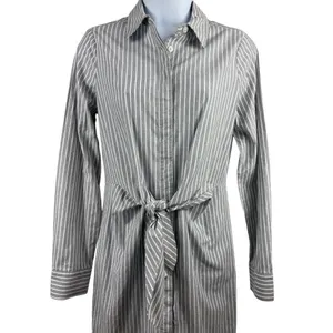 Calvin Klein Long Sleeve Button Up Dress Shirt Dress Sz 2 With Front Tie Waist thumbnail 2