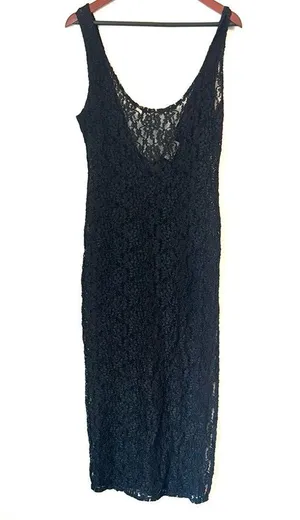 Vintage y2k Victoria's Secret Black Stretch Lace Sleeveless Sheath Dress - 80s thumbnail 5