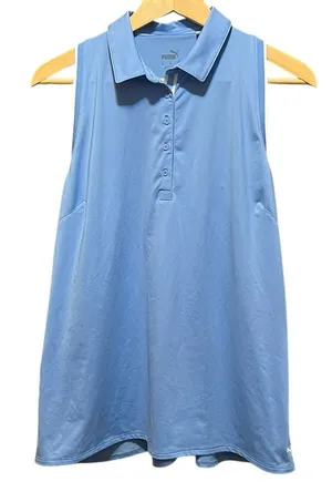 Puma Golf‎ Mattr Peak Sleeveless Polo Light Blue Polo Size XL thumbnail 1