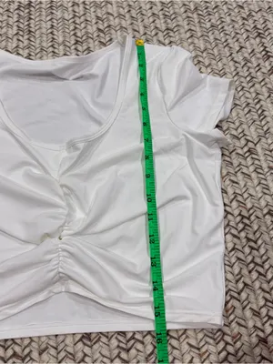 NWOT Halara White Square Neck Short Sleeve Ruched Cropped Top thumbnail 8