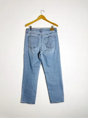 American Eagle Super High Rise Straight Jeans Size 10 Regular Light Wash Stretch thumbnail 2