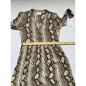Anthropologie Women’s Juno Snake Skin Print 3/4 Sleeve Dress Brown Size XS thumbnail 7