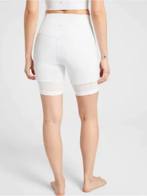 Athleta Mesh Me Up 8” Bike Shorts‎ White High Rise Mesh Hem Women’s Small thumbnail 2