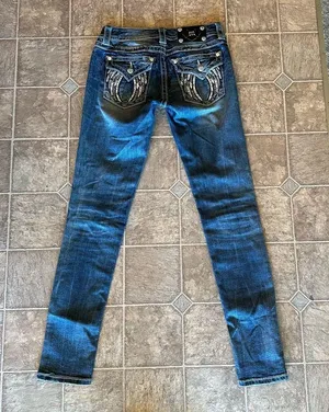 Miss Me Angel Wing Signature Skinny Designer Jeans Flap Pocket 26 thumbnail 3