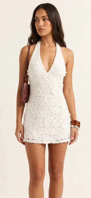 The prettiest white lace mini dress thumbnail 1