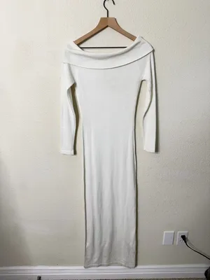Peppermayo Alexandra Off Shoulder Knit Maxi Dress - Ivory Womens Size S / M‎ thumbnail 11