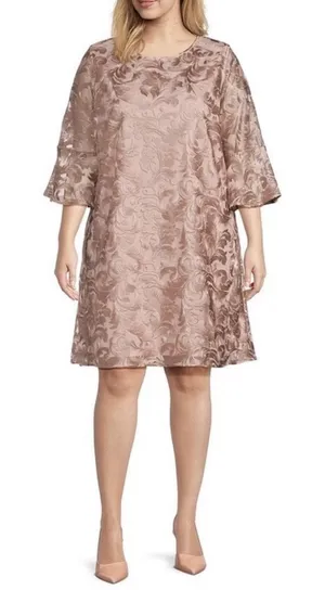 NWT Caroline Rose Size XS Bella Soiree Bell Sleeve Swing Dress ‎ $448 New Lace thumbnail 1
