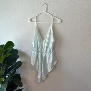 Elegant Light Blue Women's Satin and lace Romper thumbnail 3