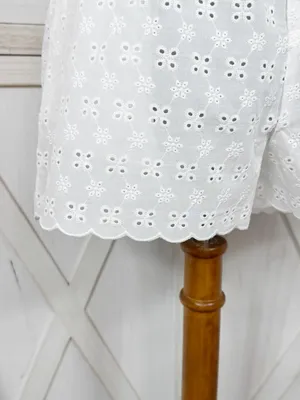 Wild Fable Eyelet Scallop Hem Boxer Shorts White XS‎ Cottagecore Elastic Pull On thumbnail 7