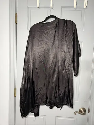 Linea Donatella Black Satin Camisole and Fringe Robe Set thumbnail 9