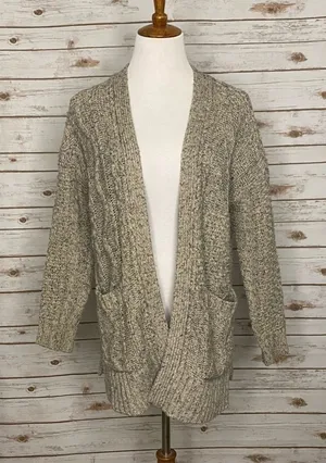 Madewell panelstitch wool/alpaca-blend marled knit open cardigan sweater Size S thumbnail 1