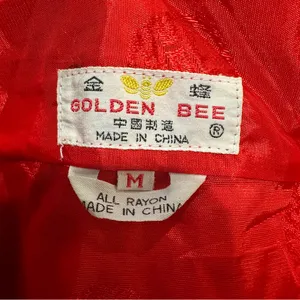 Vintage Golden Bee Red Embroidered Peacock Kimono Robe – Size M thumbnail 12