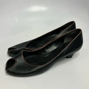 Nariana‎ by GOLC vintage peep toe pumps black leather size 7 thumbnail 3
