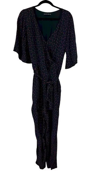 Abercrombie & Fitch Jumpsuit Womens Medium Blue Red Short Sleeve‎ Floral thumbnail 1