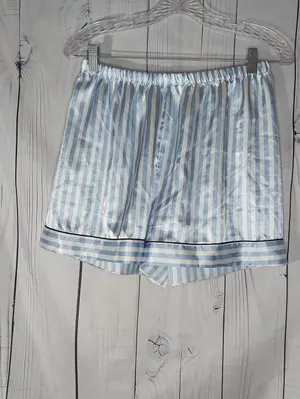 Ekouaer Striped Blue & White Satin Preppy Button-Up Pajama Set thumbnail 7