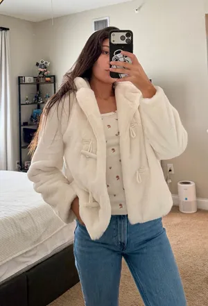 Lauren Conrad Fluffy white jacket thumbnail 1