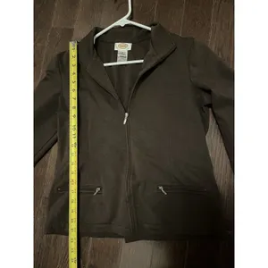 Talbots Jacket Women's med Dark Brown Full Zip, Pockets. Heavy. Comfy thumbnail 7