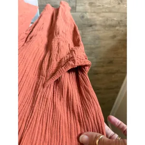 Easel Terracotta Rust Gauze Wide Leg Jumpsuit Adjustable Straps Pockets Medium thumbnail 4