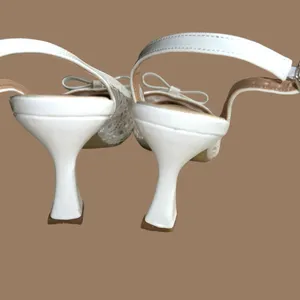 Elegant White patten leather lace design sling backs! thumbnail 8