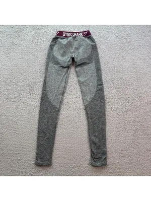 Gymshark Flex Seamless Grey Burgundy Contour Workout Leggings XS Dry Gym thumbnail 2
