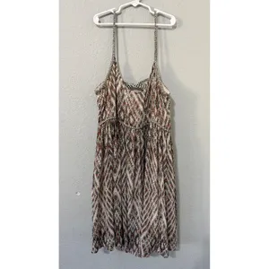 Free People Mini Dress M Multi Geometric Diamond Print Open Back Boho Ethereal thumbnail 11