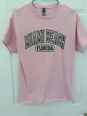 Pink Miami Beach Florida Graphic Tee thumbnail 1