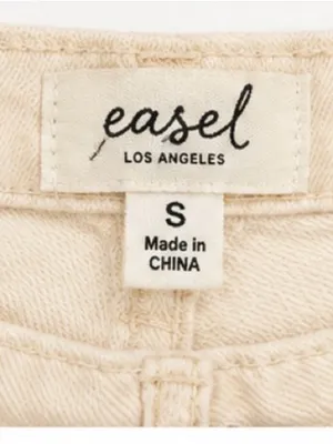 Easel Los Angeles Cream Wide Leg Raw Hem Jeans Size Small thumbnail 5