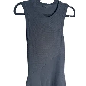 AllSaints Gia Black Asymmetric Midi Dress Ribbed High Low Size 6 thumbnail 6