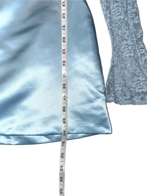 Babyboo Sadie Baby Blue Lace Sleeve Satin Mini Dress MEDIUM thumbnail 9