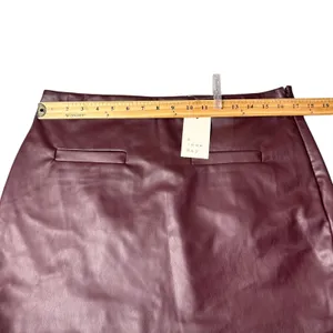 New A‎ New Day Faux Leather Mini Skirt Womens 12 Burgundy Maroon Party Night Out thumbnail 6