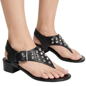 Michael Kors Black Studded Valencia Thong Block Low Block Heel Sandals Size 5.5 thumbnail 2