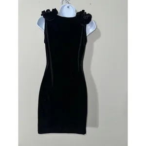 TFNC London Black Velvet Sheath Dress‎ Ruffle Shoulder Cocktail Party S thumbnail 4