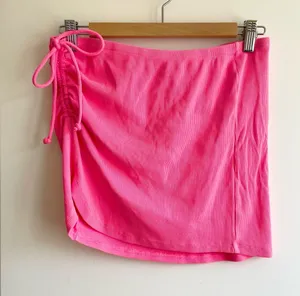 Aerie Pink Cotton Blend Ribbed Ruched Mini Swim Skirt Cover Up Size M Y2K thumbnail 1