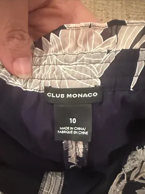 Club Monaco Katya Floral Pleated Short Navy Cream Size 10 thumbnail 5