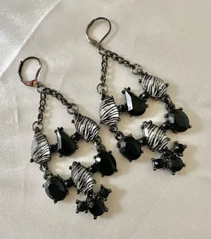 Black zebra statement earrings thumbnail 1
