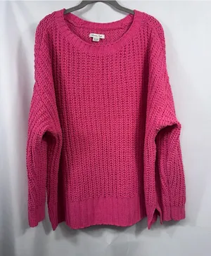 American Eagle Outfitters Women’s XS Hot Pink Chunky Knit Sweater Oversized thumbnail 1