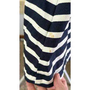 Express Women's Blue White striped double-breasted trench coat with belt Size M thumbnail 6