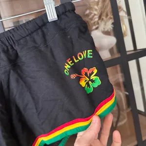 Vintage Y2K Jamaica One love embroidered booty shorts micro low rise rasta flag thumbnail 4