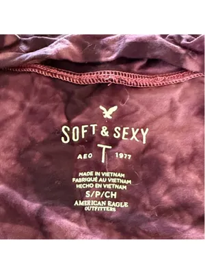American Eagle Outfitters Soft & Sexy Purple Acid Wash Tee Small thumbnail 3
